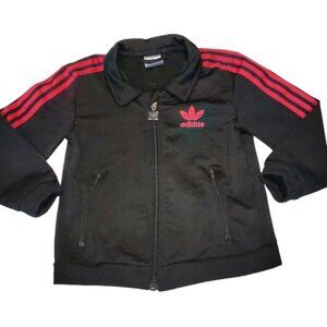 Adidas Kids Black Jacket with Red Stripes